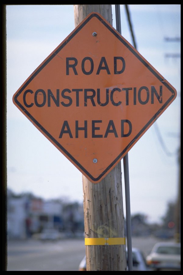 363017 Road Construction Ahead A4 Photo Print