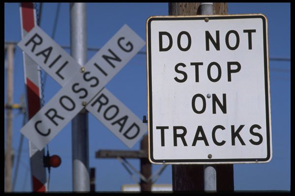 363020 Do Not Stop On Tracks Railroad Crossing A4 Photo Print