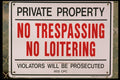 363026 Private Property, No Trespassing, No Loitering... A4 Photo Print