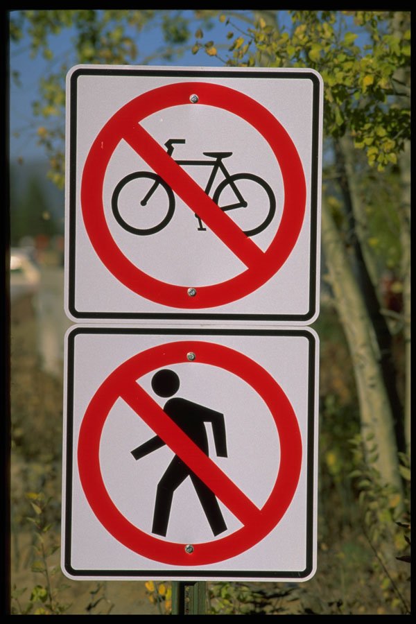 363029 No Bicycles And No Pedestrians (symbols) A4 Photo Print