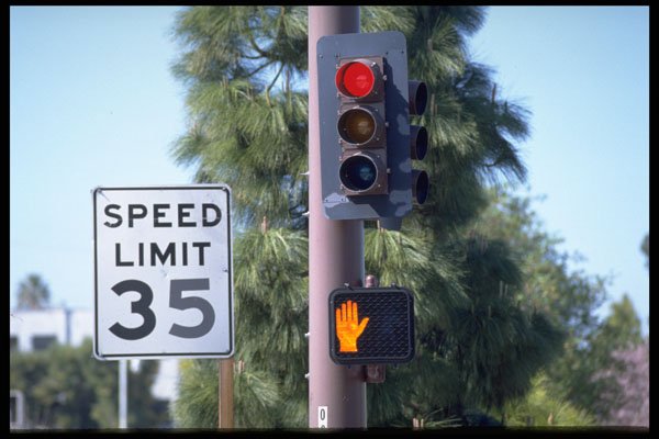 363051 Traffic Light Pedestrian Crossing Light Speed Limit 35 A4 Photo Print