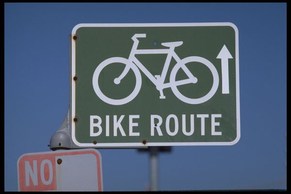 363052 Bike Route (and Symbol) With Arrows A4 Photo Print