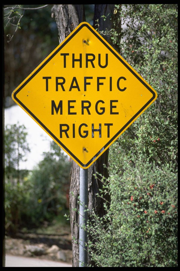 363057 Thru Traffic Merge Right A4 Photo Print