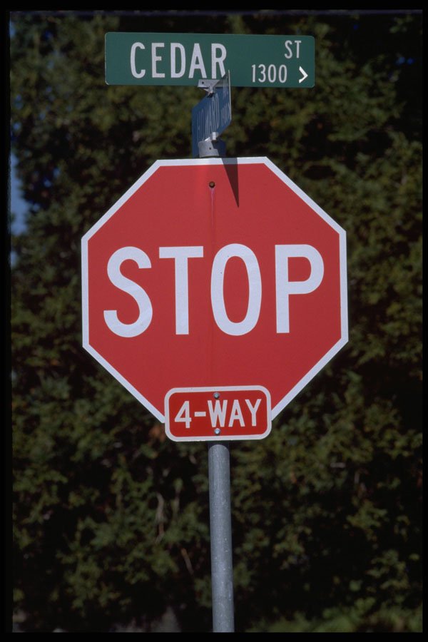363065 Stop Sign (4 way) A4 Photo Print