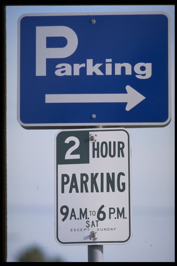 363073 Parking (arrow) 2 Hour Parking 9 A.m. To 6 P.m. A4 Photo Print