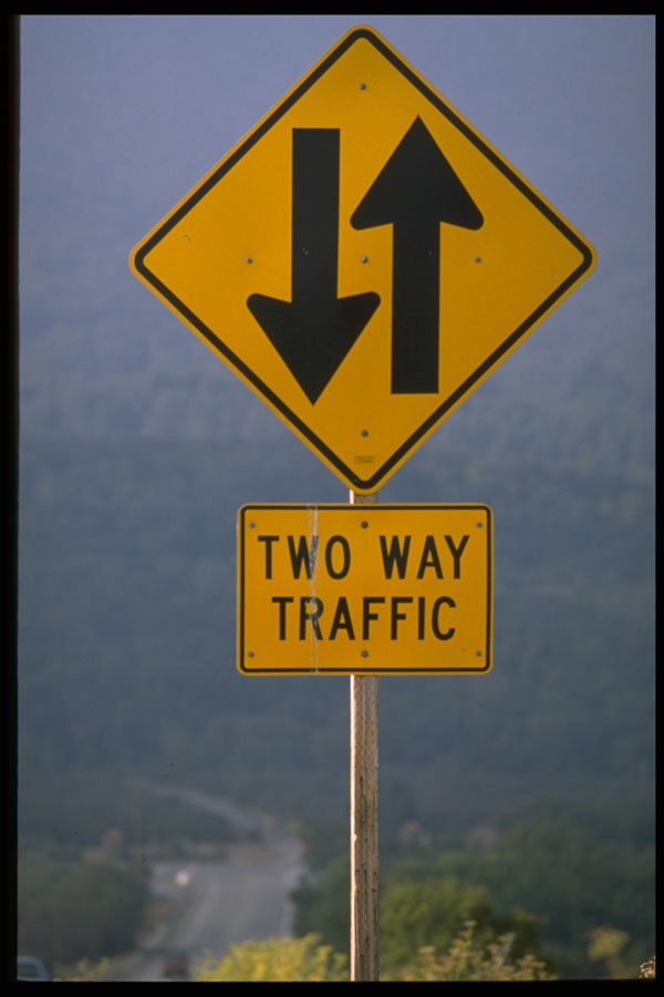 363095 Two Way Traffic (with Arrows) A4 Photo Print