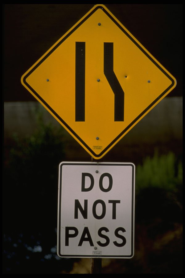 363096 Lane Ends Merge Left Do Not Pass A4 Photo Print