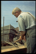 365058 Veteran Shipbuilder Using Axe To Trim Timber A4 Photo Print