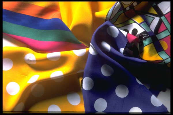 367029 Polka Dot And Striped Fabric A4 Photo Print