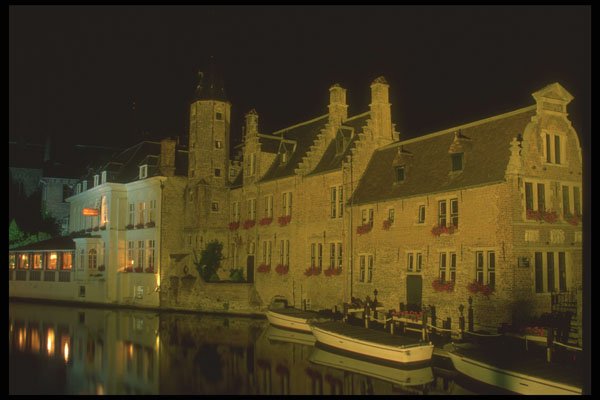 369021 Romantic Bruges At Night A4 Photo Print
