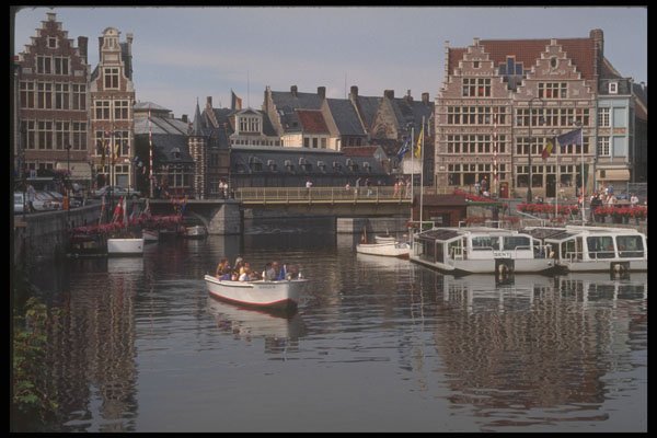 369033 Boat Excursion At Quai Aux Herbes , Ghent A4 Photo Print