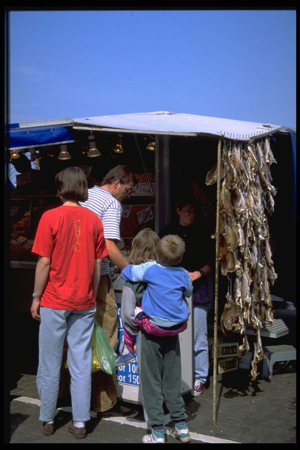 369093 Holiday makers Buying Seafood, Oostende, Belgium A4 Photo Print