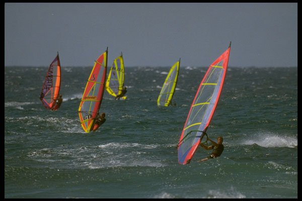 370008 Multiple Windsurfers Tacking A4 Photo Print