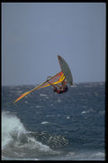 370011 Windsurfer Flying High Off Wave A4 Photo Print