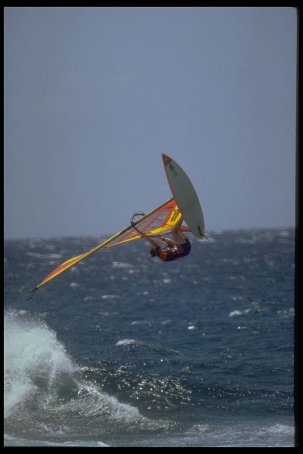 370011 Windsurfer Flying High Off Wave A4 Photo Print