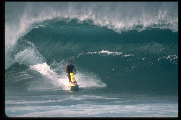 370033 Jet Ski Riding Pipeline A4 Photo Print
