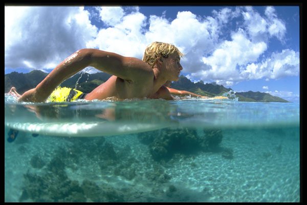 370069 Paddling To Surf, South Pacific A4 Photo Print