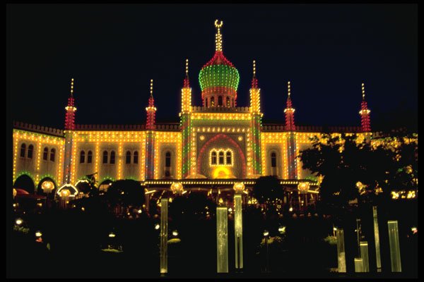 372012 Tivoli Gardens, Exotic Eastern Facade At Night A4 Photo Print
