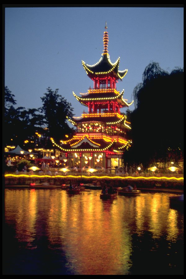 372013 Tivoli Pagoda Restaurant At Night A4 Photo Print