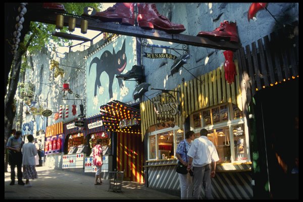 372036 Small Shops Selling Cookies, Candy And Souvenirs, Tivoli Gardens A4 Photo Print