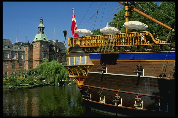 372038 The Frigate restaurant with H.C. Andersen Castle, Tivoli Gardens A4 Photo Print
