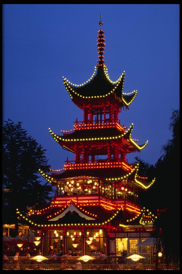 372041 The Chinese Tower Restaurant, Tivoli Gardens A4 Photo Print