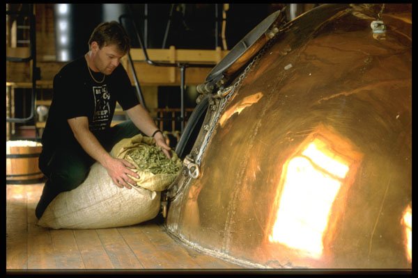374051 Feeding The Hops Into A Copper Brewing Vat A4 Photo Print