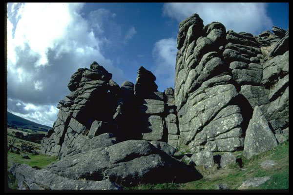 374065 Dramatic Fish eye Shot Of Houndtor, Dartmoor A4 Photo Print