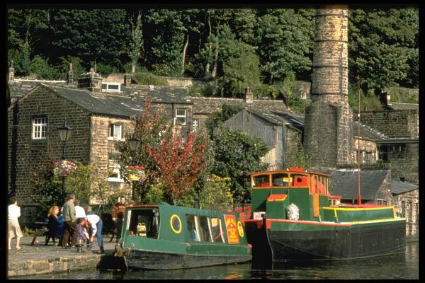 374066 Rochdale Canal And Barges, Hebden Bridge, West Yorkshire A4 Photo Print