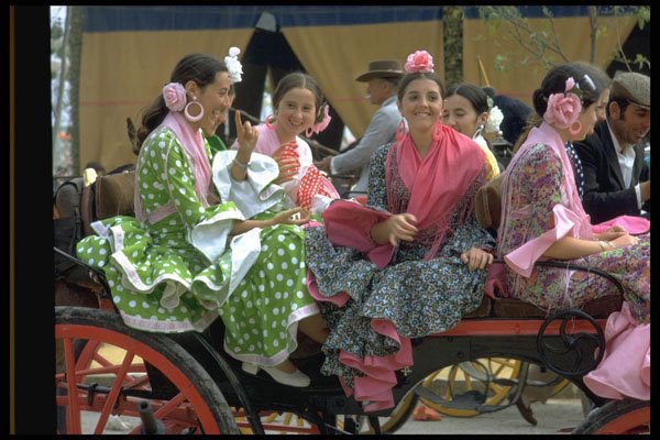 376025 Spring Fair, Feria Girls In A Wagon A4 Photo Print