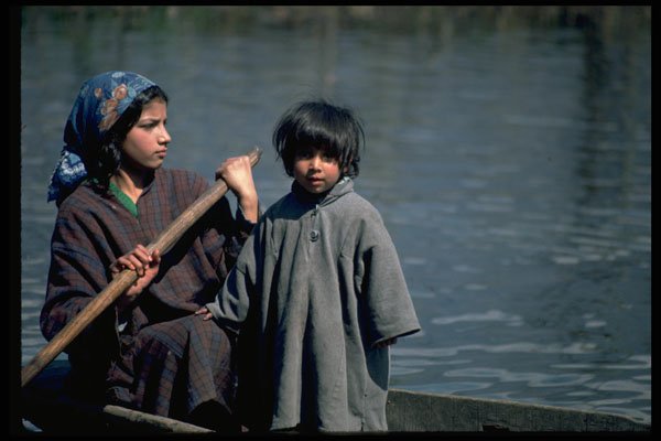 376080 Mother And Son, Floating Market A4 Photo Print