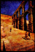 379008 Beneath Segovia's Roman Aqueduct A4 Limited Edition Watercolour Print