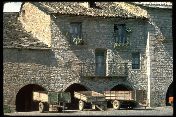379019 Carts In Old Village, Ainsa A4 Photo Print