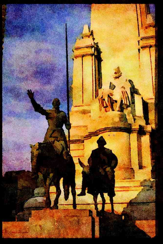 379022 Cervantes Monument, Madrid A4 Limited Edition Watercolour Print