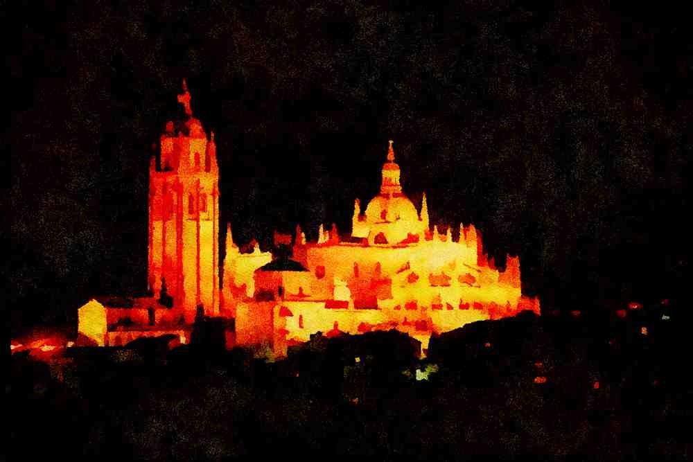 379034 Cathedral, Segovia A4 Limited Edition Watercolour Print