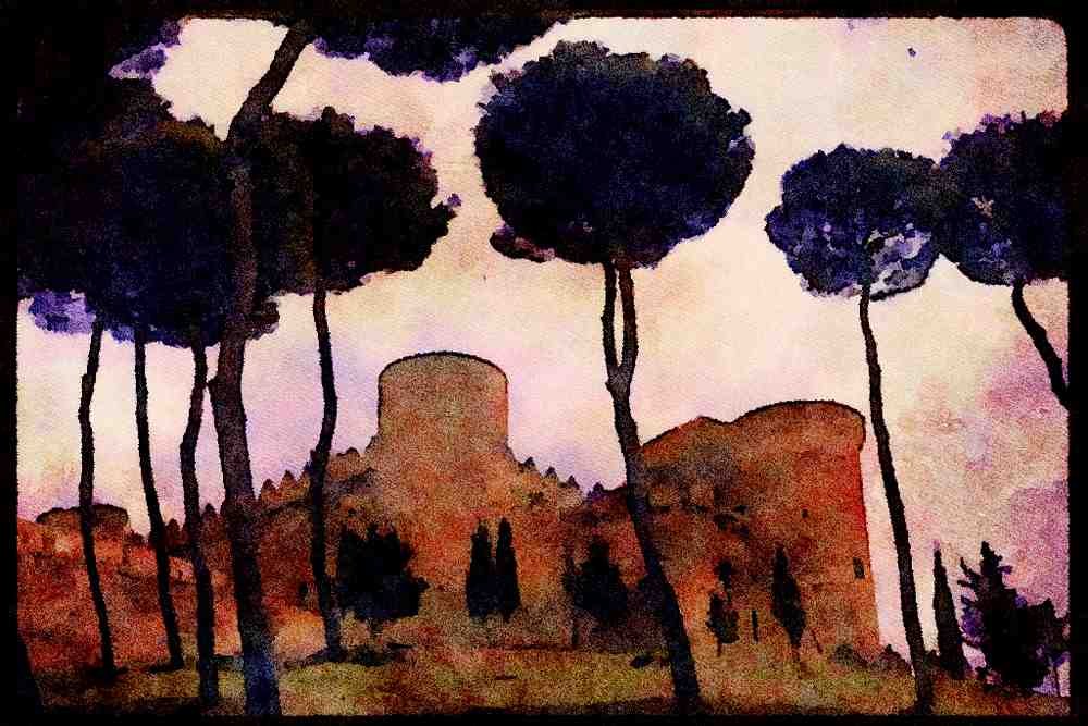379038 Belmonte Castle In La Mancha A4 Limited Edition Watercolour Print