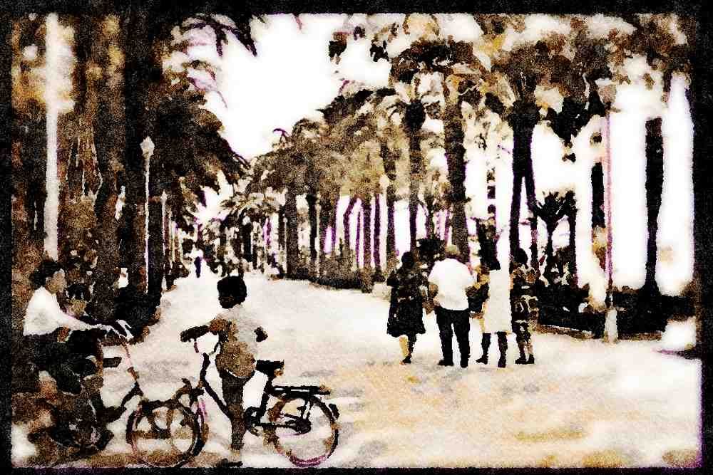 379045 Esplanda De Espana, Alicante A4 Limited Edition Watercolour Print