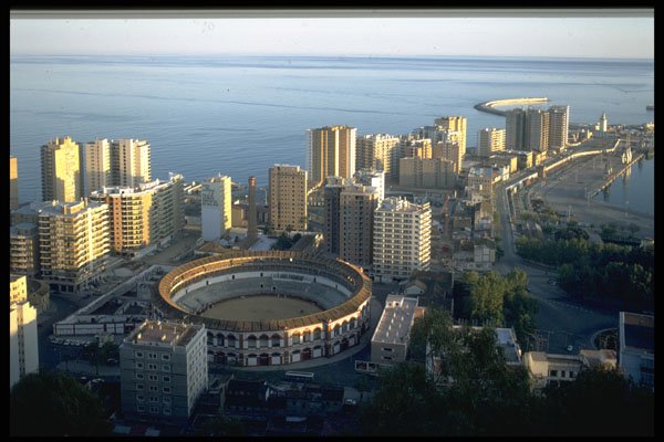 379046 Harbor And Bullring From Castle, Malaga A4 Photo Print