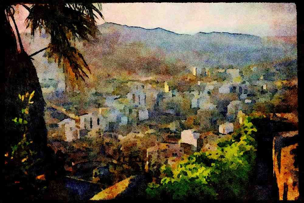 379047 City View From Castle, Malaga A4 Limited Edition Watercolour Print