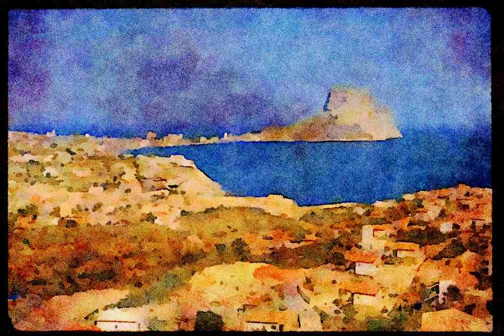 379064 Calpe And Penon De Ifach, Near Valencia A4 Limited Edition Watercolour Print