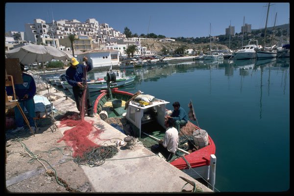 379076 Fisherman At Moraira's Waterfront A4 Photo Print