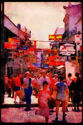 379079 Busy Tourist Section, Tormolinos A4 Limited Edition Watercolour Print