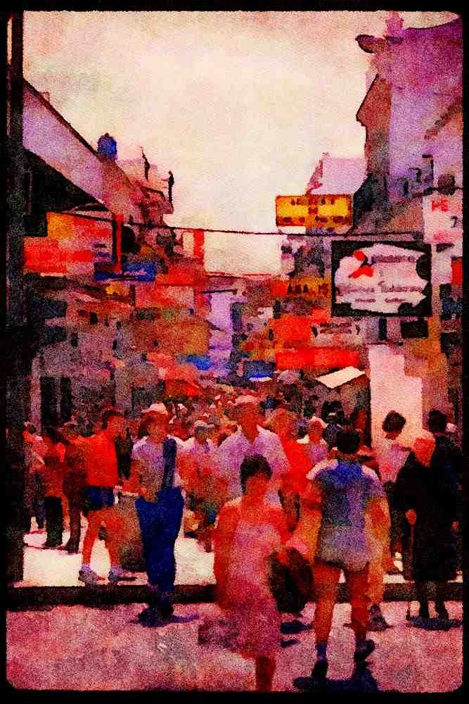 379079 Busy Tourist Section, Tormolinos A4 Limited Edition Watercolour Print