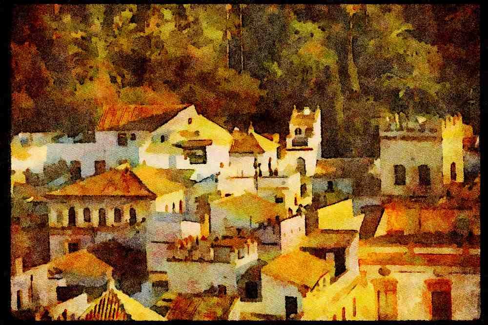 379081 Rooftops Of Old Seville A4 Limited Edition Watercolour Print