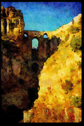379083 Main Bridge And Gorge, Ronda A4 Limited Edition Watercolour Print