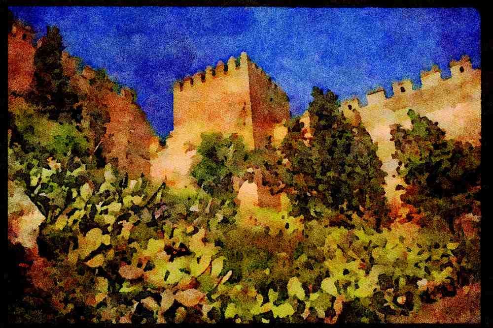 379085 Alcazaba Castle, Almeria A4 Limited Edition Watercolour Print