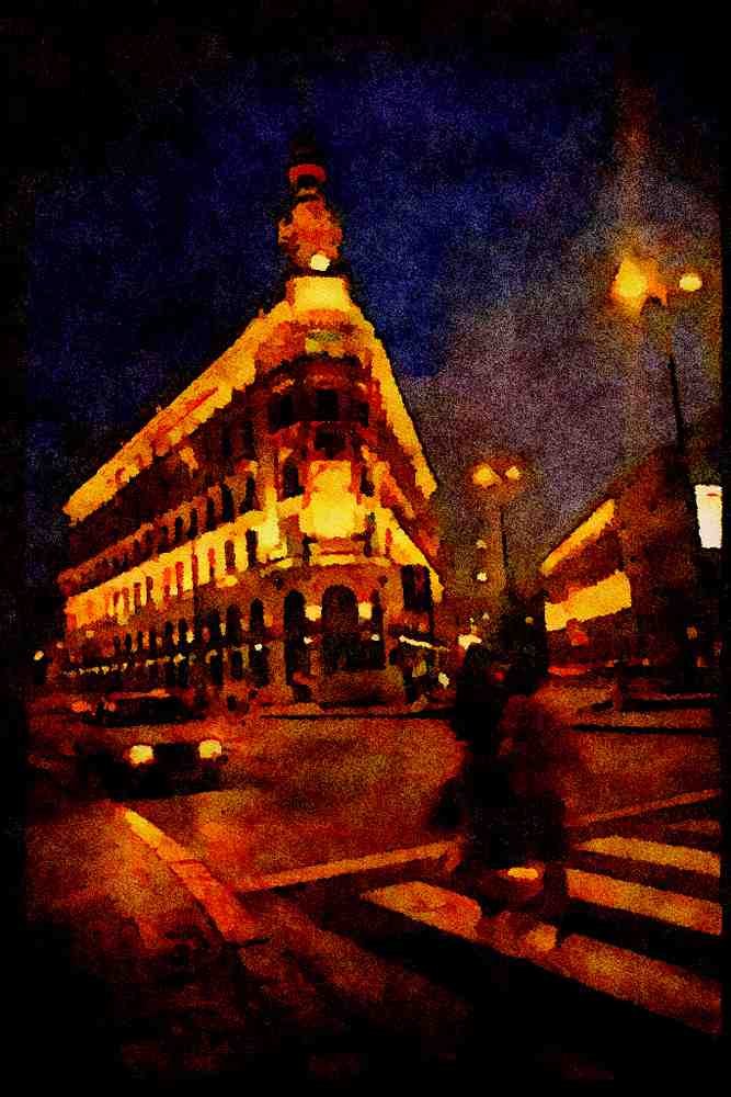 379087 Madrid Night Life A4 Limited Edition Watercolour Print