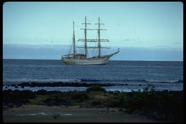 381004 Ship Off Santa Fe Island, Galapagos Islands A4 Photo Print
