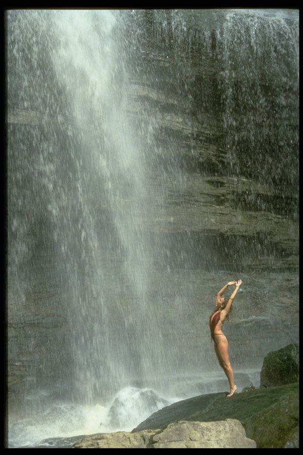 381011 Woman By A Waterfall A4 Photo Print