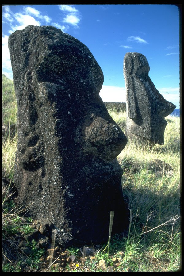 381028 Rano Raraku, Two Moai Statues, Head Shots, Easter Island A4 Photo Print